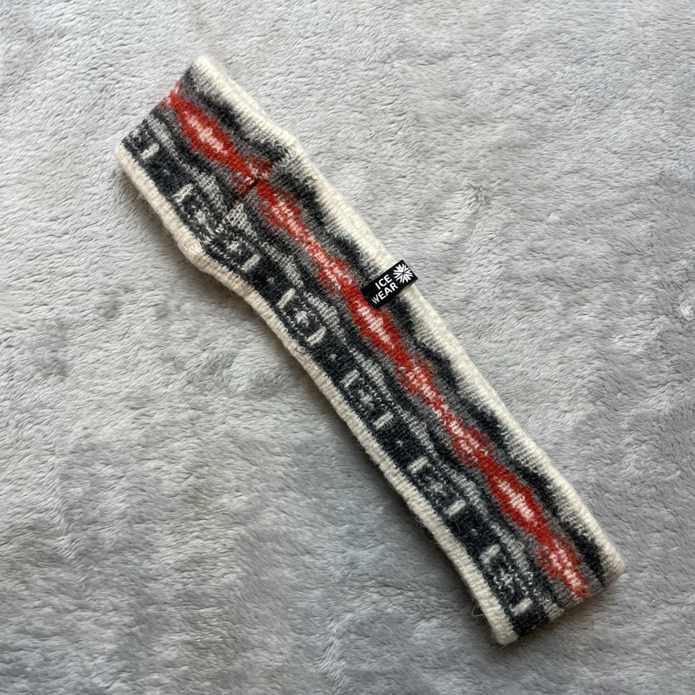 Icewear Angora Wool Blend Headband One Size‎ Black Red Cream Nordic Fair Isle